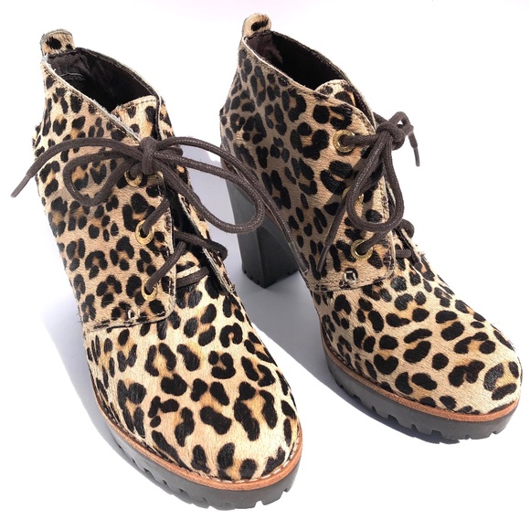 Sperry Top Sider Princeton Ankle Boot women 6M Leopard Print Lace Up High Heel - Picture 7 of 16